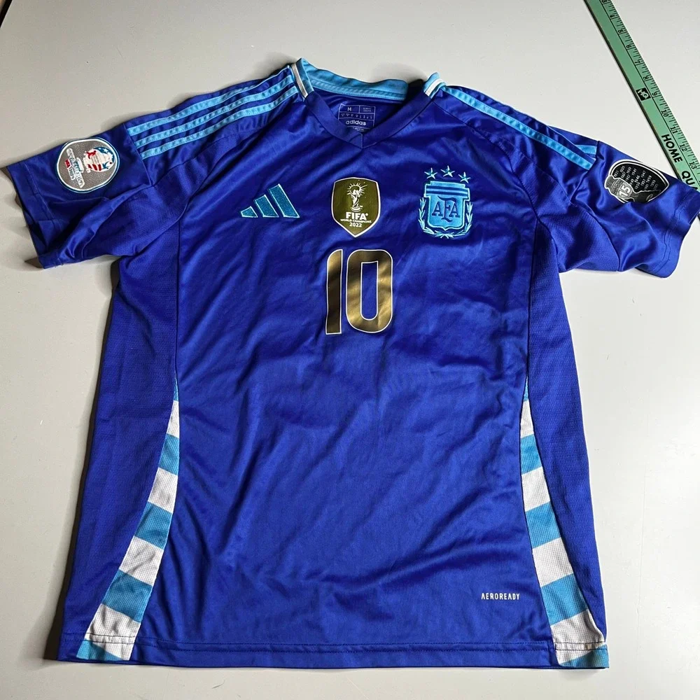 Adidas Argentina Messi 10 Away Jersey 2024 Blue Gold World Cup Shield Mens M